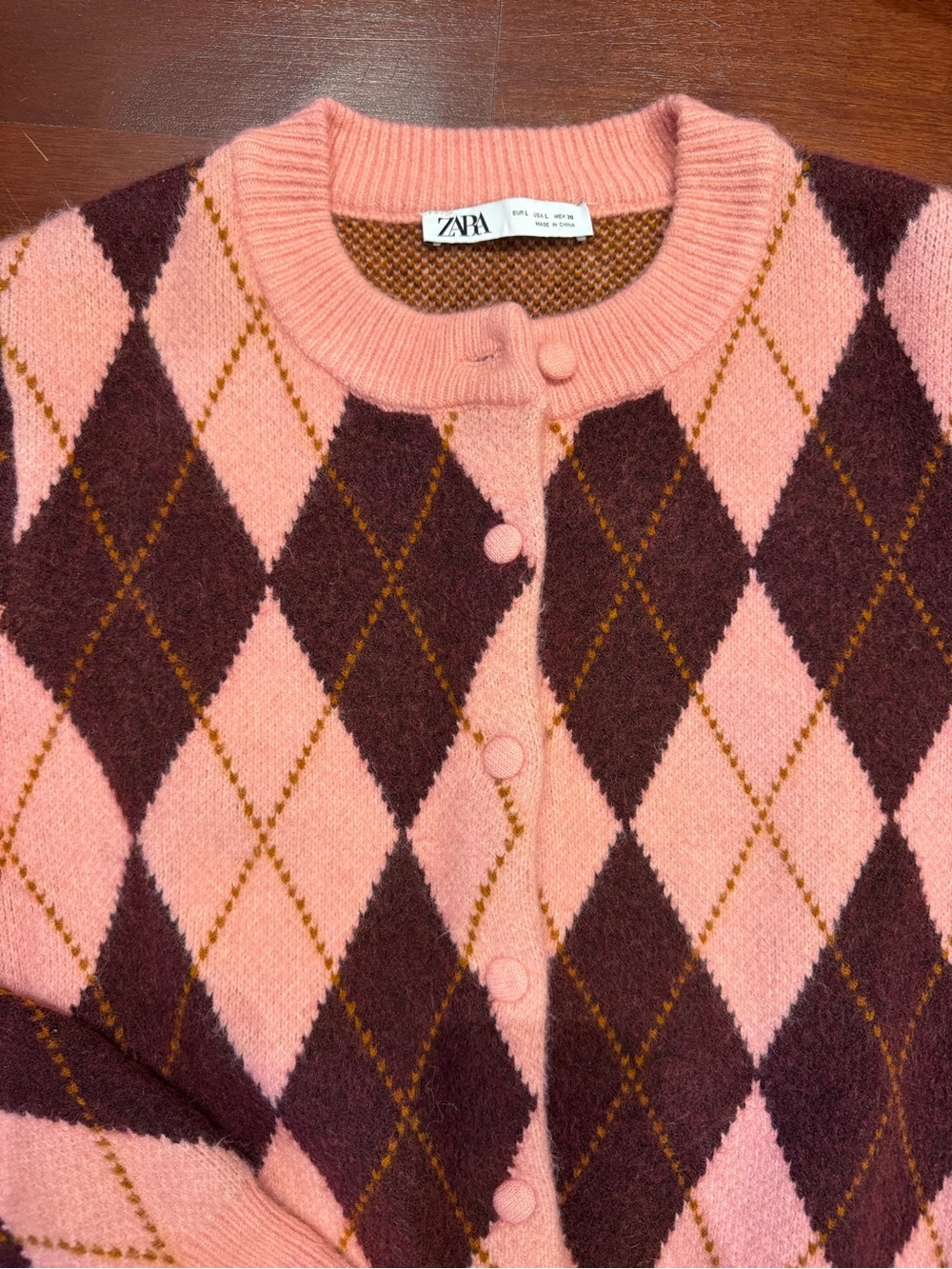 Zara JACQUARD ARGYLE Cropped Cardigan - new w/o tags - Picture 3 of 5